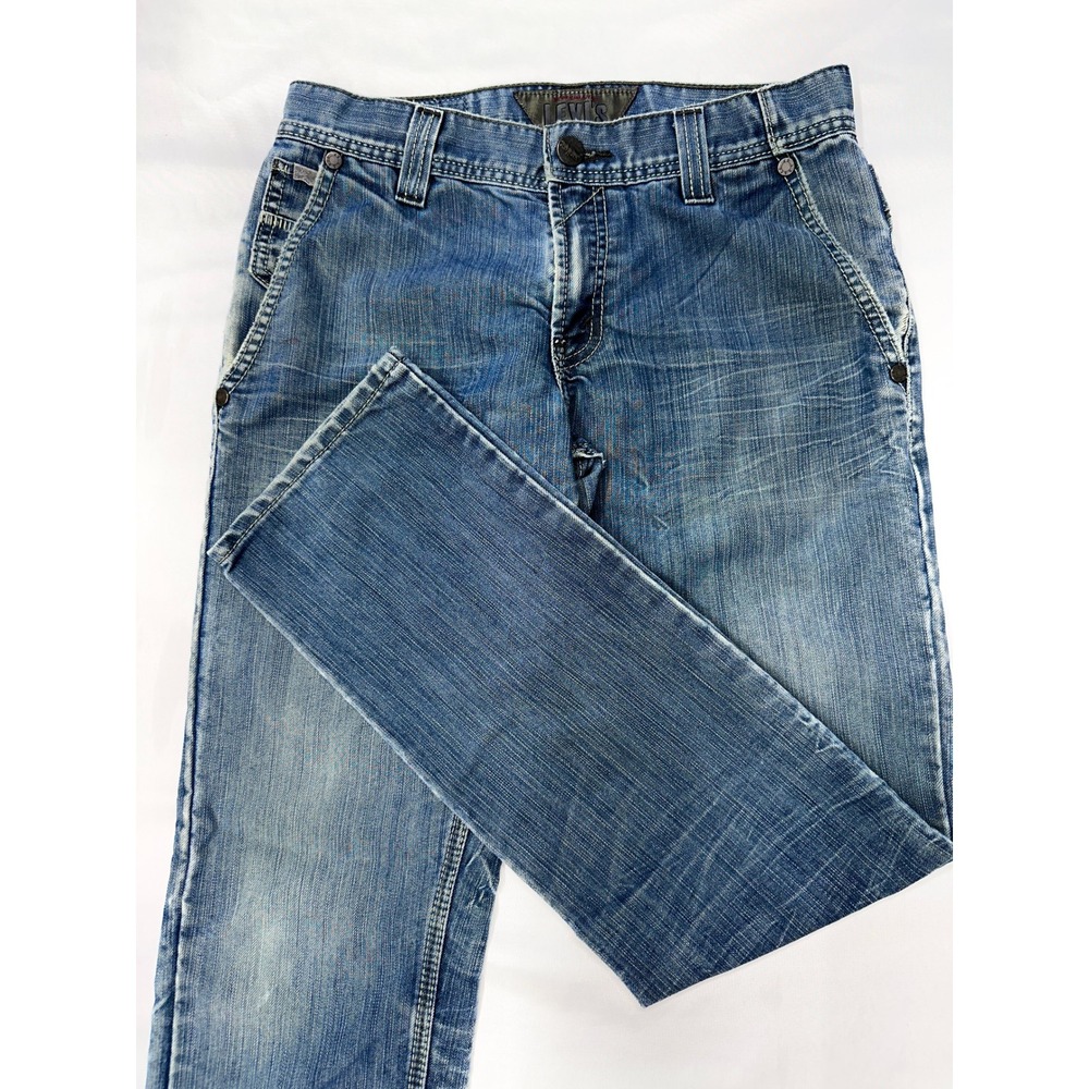 Levis 511 Skinny Jeans Mens 30x30 Light Wash Blue Denim Zig Zag Pocket